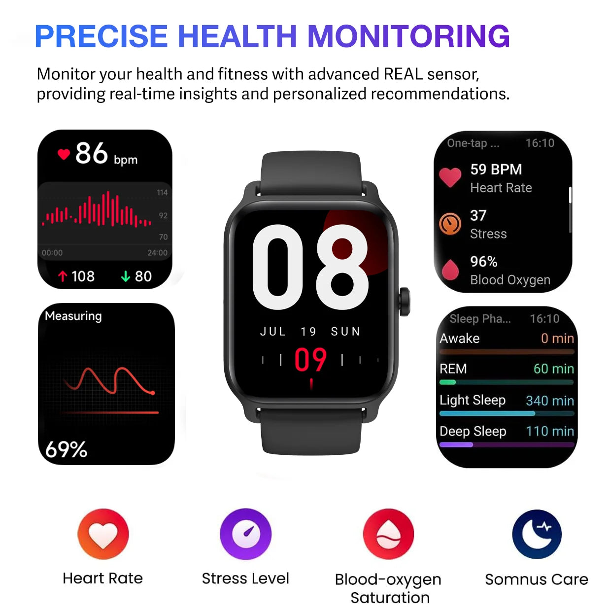 " Smart Watch, Bluetooth Text Call, 1.8"" Display, 14 Days Battery, Health Fitness, Iphone & Android"